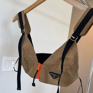 Prada Tan and Black Nylon Top Women’s Small